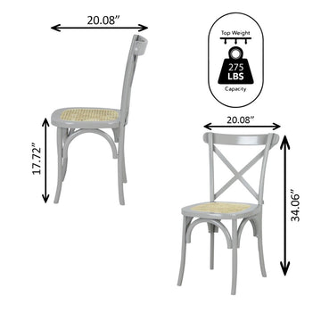 Cassis Traditional X-Back Wood Rattan Dining Chair - JONATHAN Y